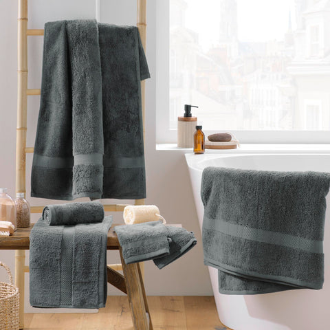 Douceur d'Intérieur, Elegance Hand Towel (50 x 90 cm) Anthracite 100% Cotton Plain