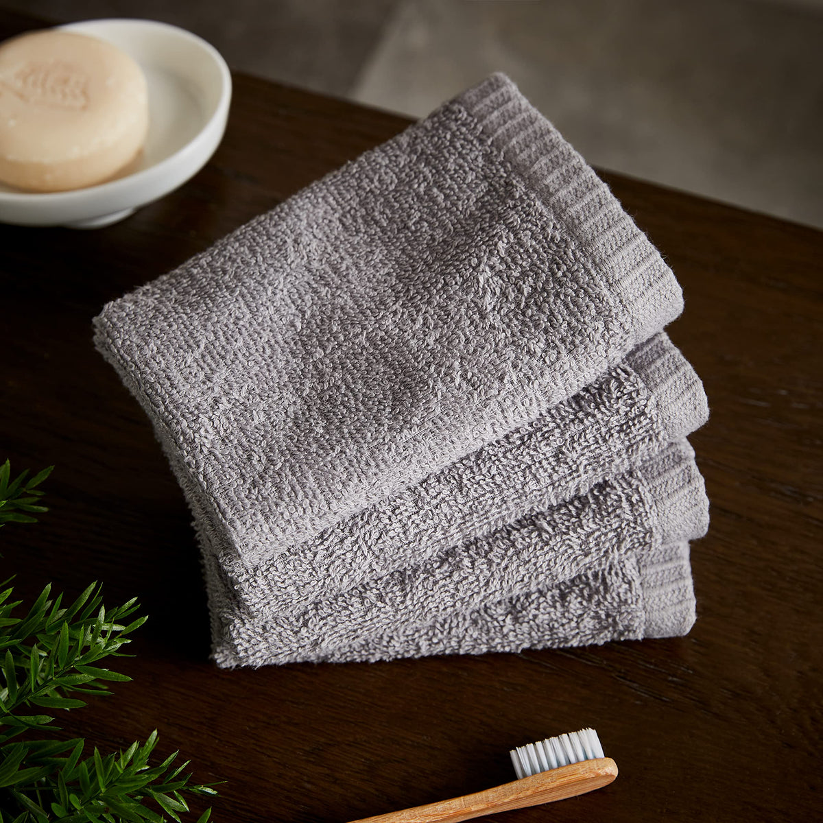 Catherine Lansfield Quick Dry Cotton Face Cloth 4 Pack Grey