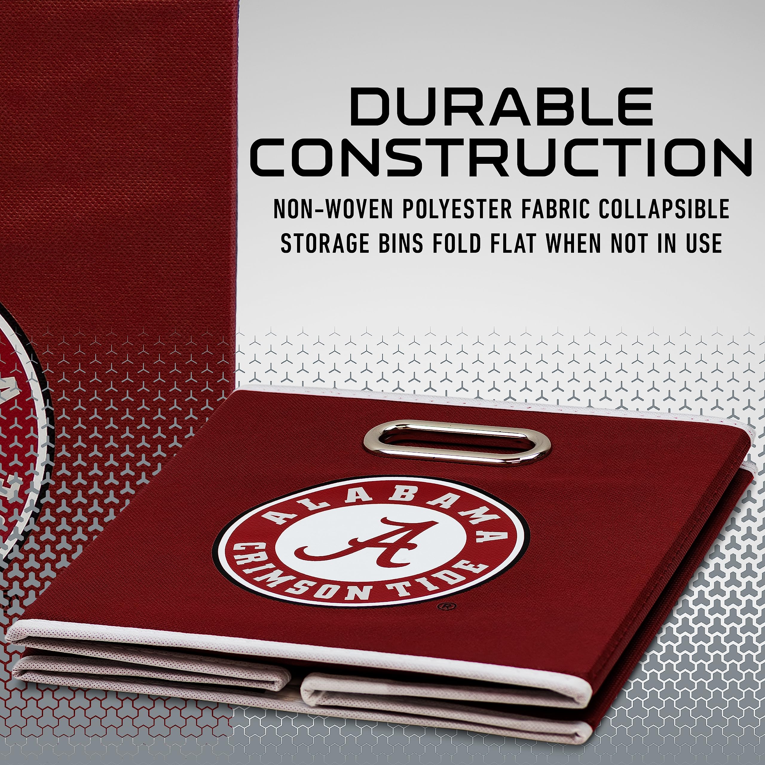 Franklin Sports NCAA Alabama Crimson Tide Collapsible Storage Bin - Made to Fit Storage Bin Shelf Organizers - 10.5" x 10.5"
