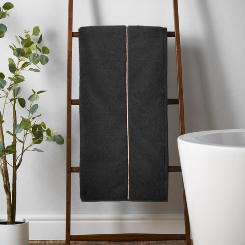 Bianca Zero Twist Satin Stitch Cotton 50x90cm Hand Towel Black