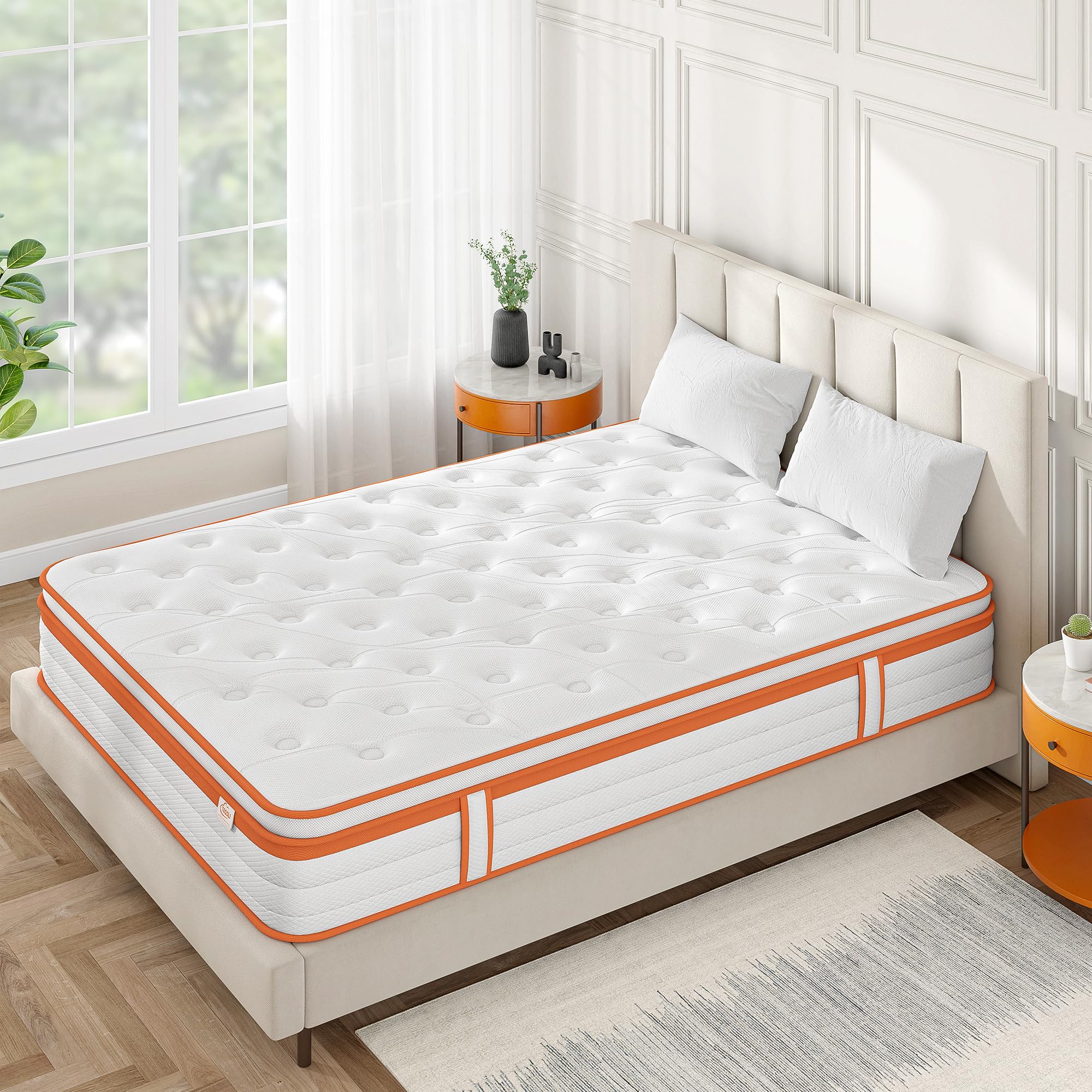 TeQsli 3FT Single Mattress, 10.6 Inch Memory Foam Pocket Sprung Hybrid Single Mattress Zone Support for Pressure & Back Pain Relief Medium Firm Box