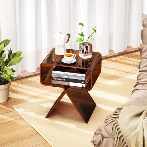 solaround Acrylic Side Table, No Assembly, 39 x 30 x 45 cm, Dark Brown