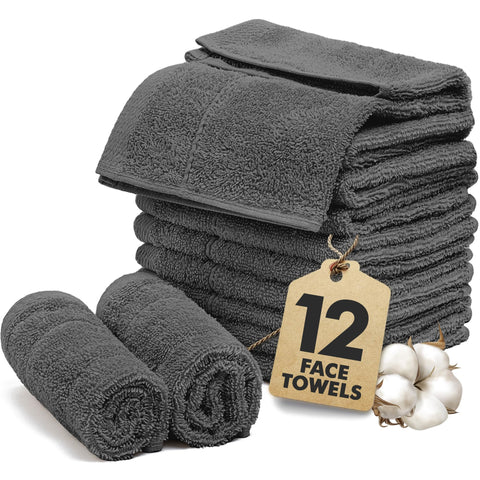 Novo Home Face Towels Pack of 12 – 550 GSM 100% Cotton Washcloths (30x30cm) – Soft, Quick Dry, Highly Absorbent Flannels for Bathroom, Spa, Gym