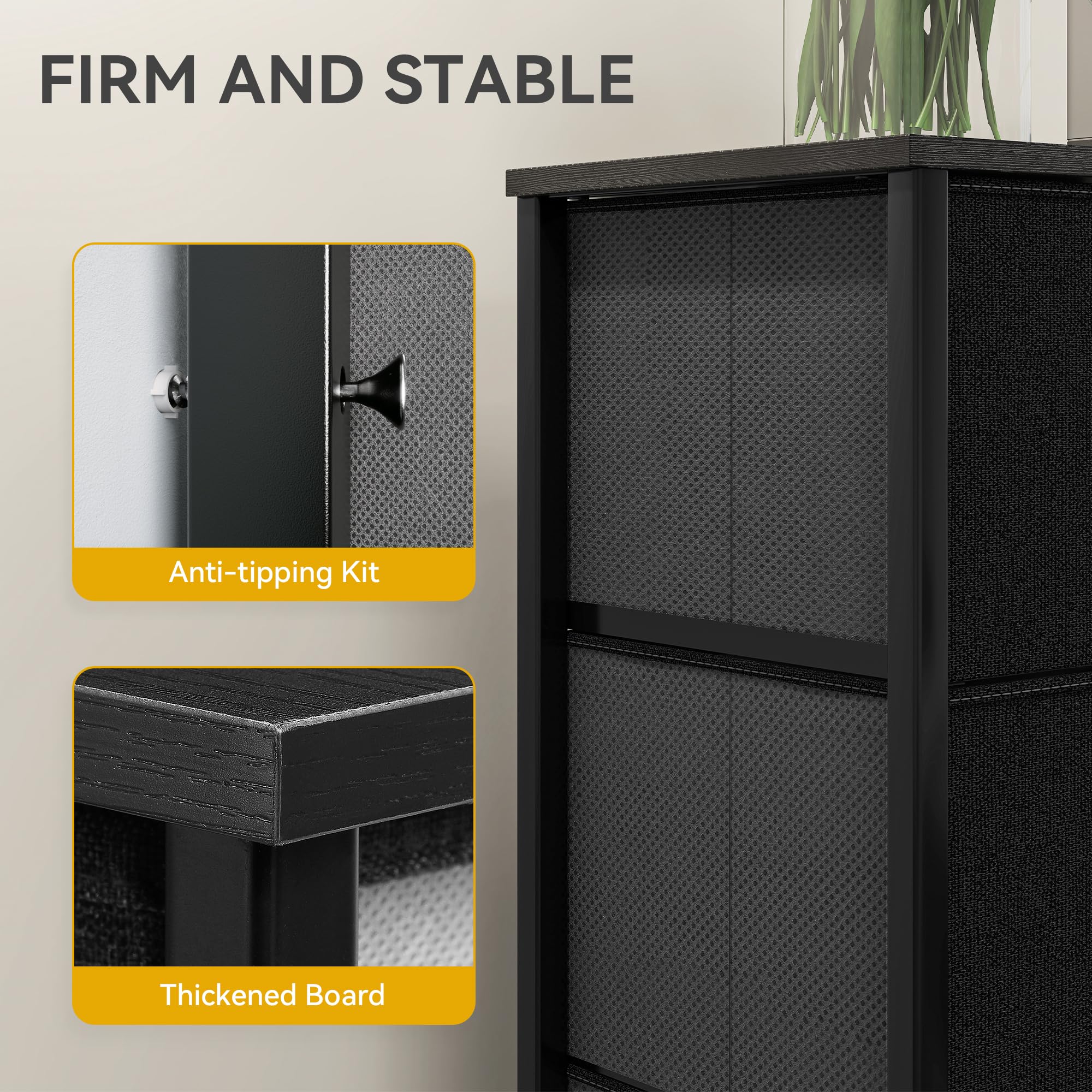 DWVO Chest of Drawers,Fabric Chest of Drawers Bedroom Cabinet with 9 Drawers,Dresser for Bedroom,Living Room With Handles,Wood Top and Sturdy Steel