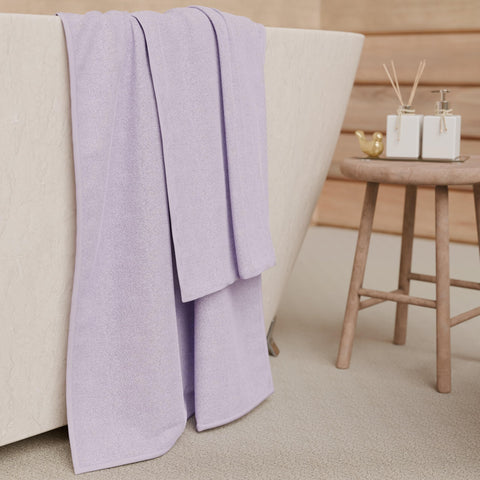 PETTI Artigiani Italiani - 100% Cotton Terry Bath Towels, 1+1 Towel Set, 2 Pieces 1 Face Towel and 1 Hand Towel, Lilac Towels