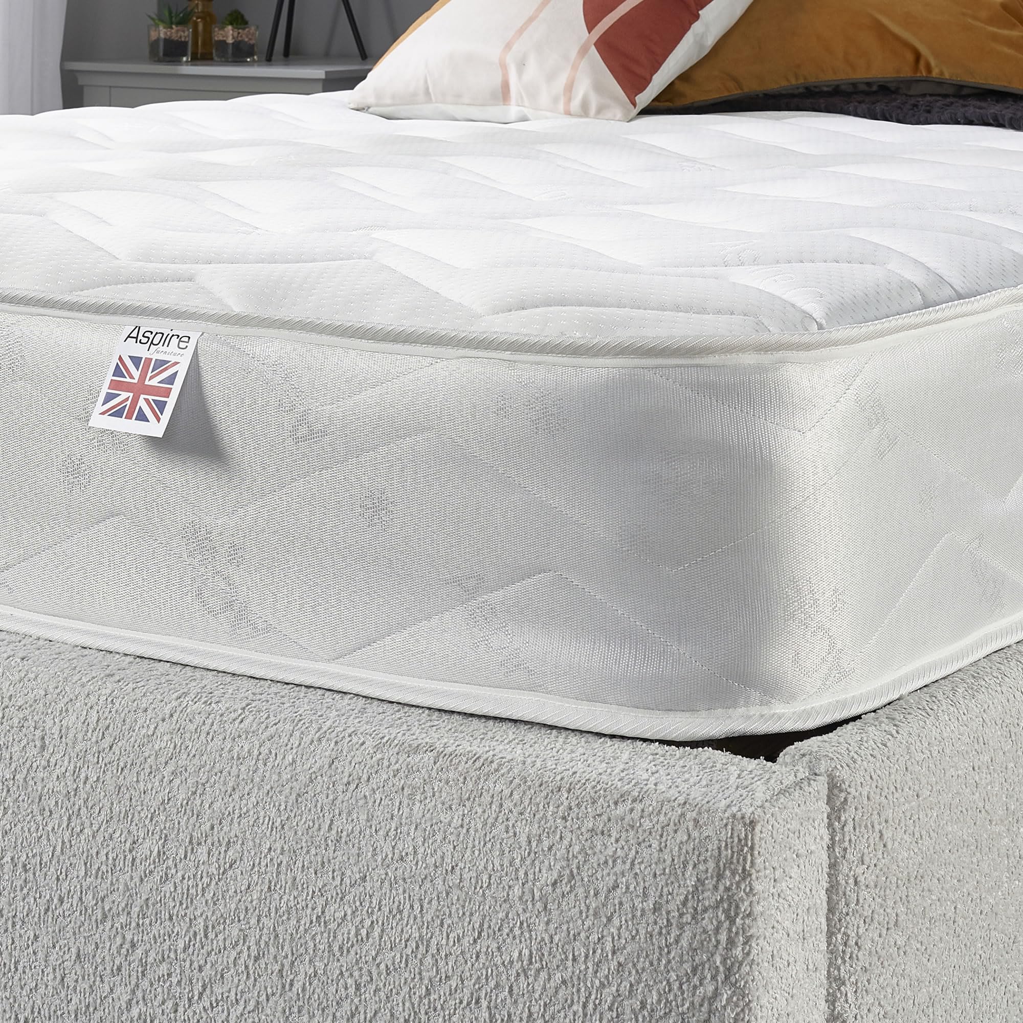 Aspire Beds Cirrus White 3 Sleep Comfort Layers & AC Aspire-Cool Touch Sleep Surface Hybrid Bonnell 500 Sprung & Memory Foam Premium Economy Mattress