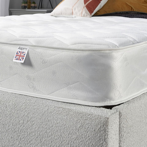Aspire Beds Cirrus White 3 Sleep Comfort Layers & AC Aspire-Cool Touch Sleep Surface Hybrid Bonnell 500 Sprung & Memory Foam Premium Economy Mattress