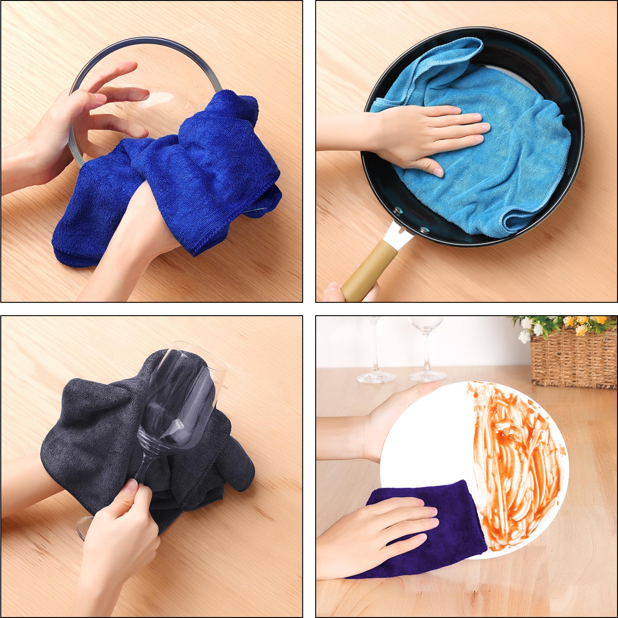Uxcell Absorbent Microfiber Hand Towels Set for Kitchen Quick Drying