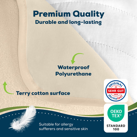 Sensalou Waterproof Mattress Protector 100 x 200 cm Beige – Mattress Cover for Single Bed