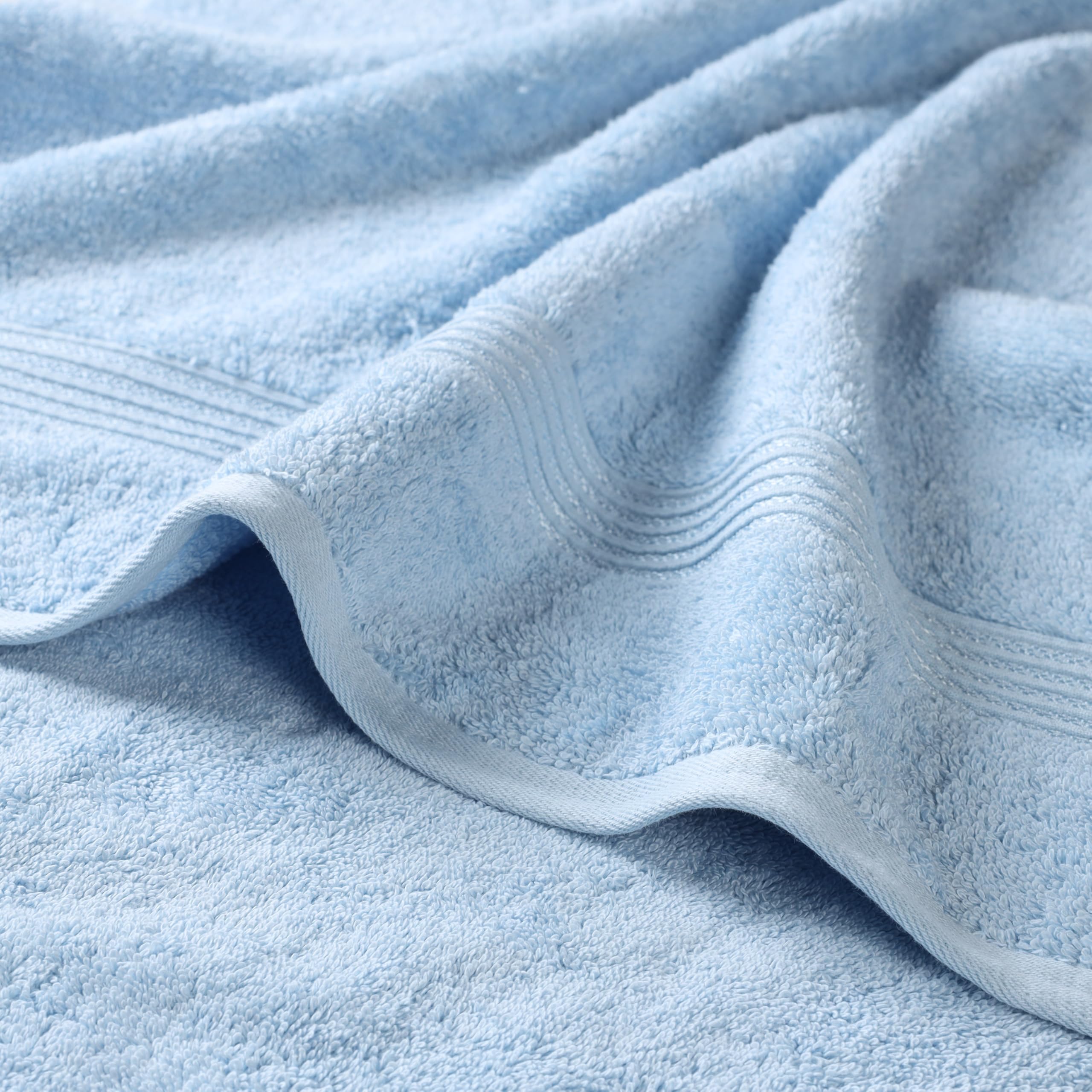 Superior Collection 100% Premium Long-Staple Combed Cotton 3-Piece Towel Set, Light Blue