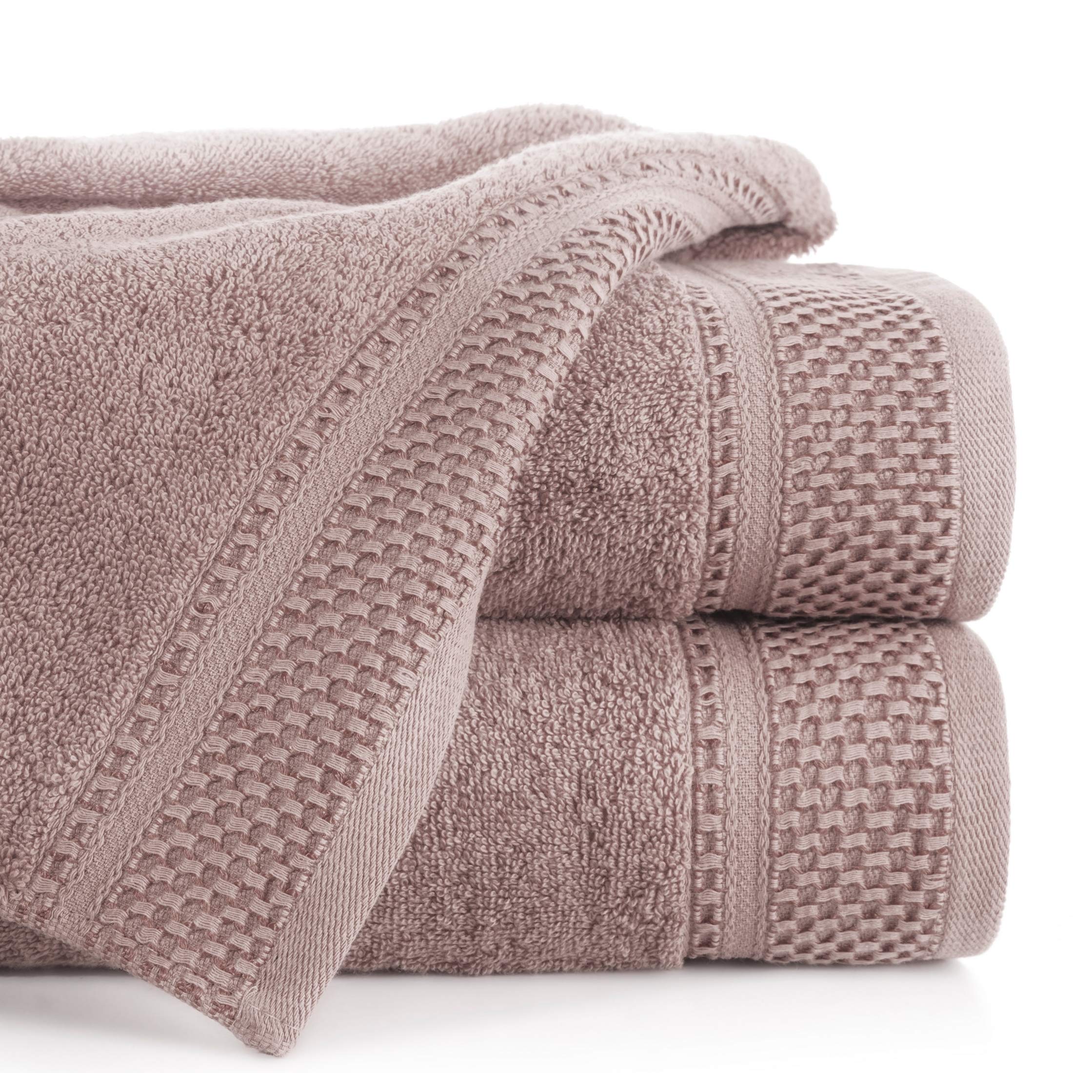 Eurofirany Carlo Bath Towel Set Hand Towel Sauna Towel Pattern - Absorbent, 100% Cotton 580g/m, Pack of 3 and 6, Light Pink, 50 x 90 cm, 6