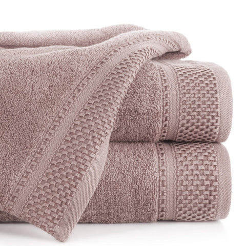 Eurofirany Carlo Bath Towel Set Hand Towel Sauna Towel Pattern - Absorbent, 100% Cotton 580g/m, Pack of 3 and 6, Light Pink, 50 x 90 cm, 6