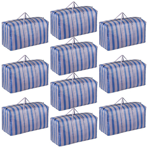 10 Pack Extra Large Moving Bags Clothes Storage Box Replacement, Thickened 130L Packing Sacks with Zips for Wardrobe Organisation, House Relocation
