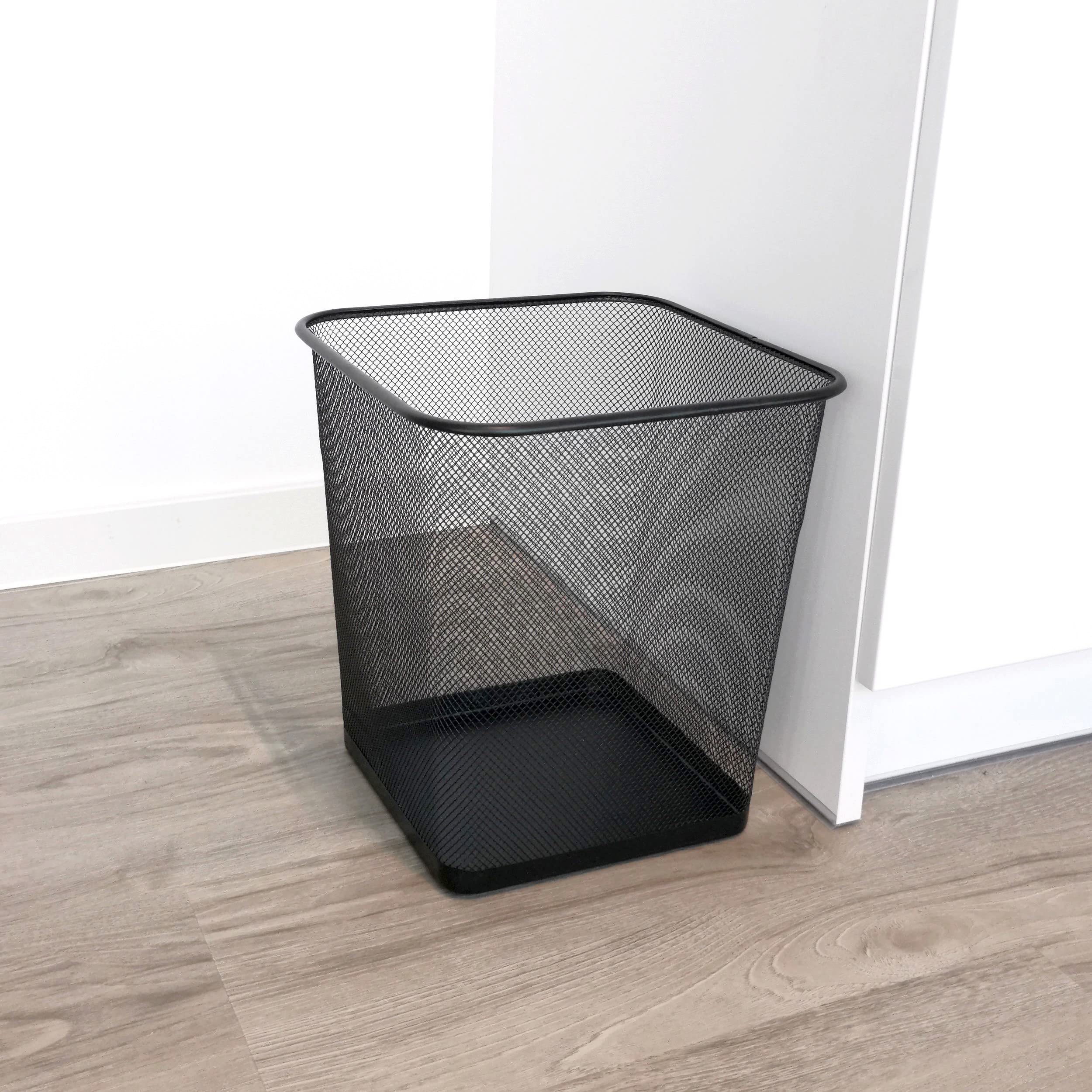 D.RECT Metal Mesh Waste Bin 18L – Black Rubbish Bin for Office, Bedroom & Home – Durable Steel Frame, Breathable Mesh, Leak-Proof Bottom
