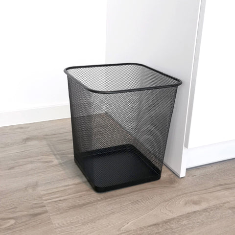 D.RECT Metal Mesh Waste Bin 18L – Black Rubbish Bin for Office, Bedroom & Home – Durable Steel Frame, Breathable Mesh, Leak-Proof Bottom