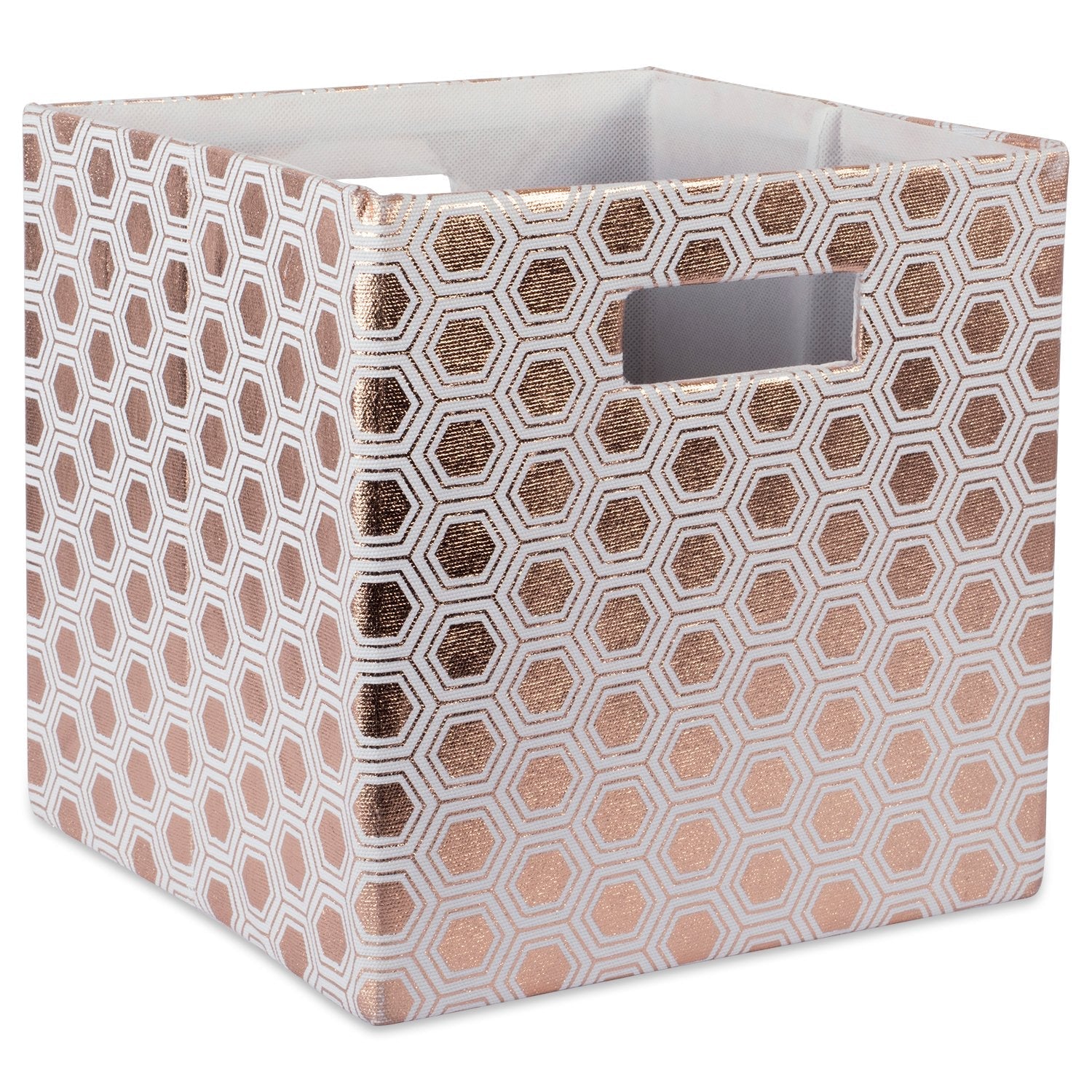 DII Hard Sided Collapsible Fabric Storage Container for Nursery, Offices, & Home Organization, (11x11x11") - Honeycomb Copper