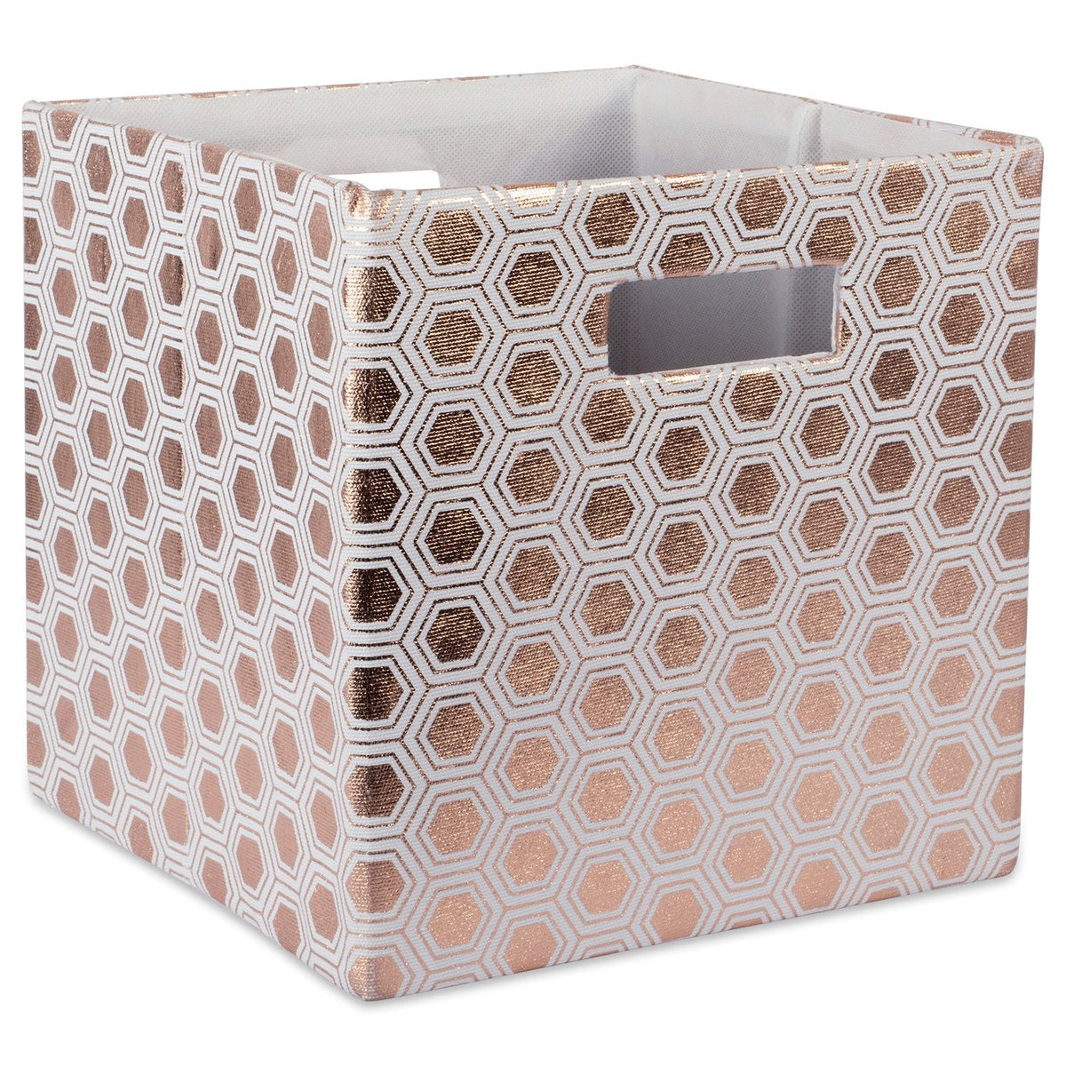 DII Hard Sided Collapsible Fabric Storage Container for Nursery, Offices, & Home Organization, (11x11x11") - Honeycomb Copper