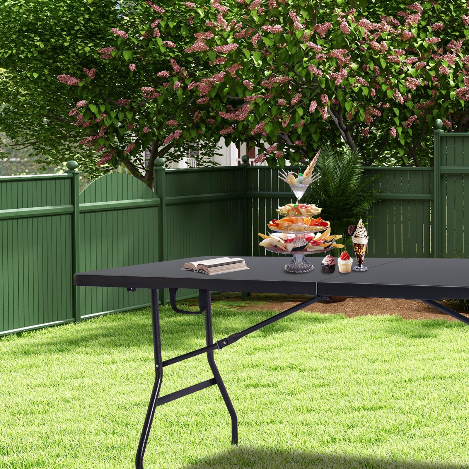 Byliable 183cm Folding Table with Carry Handle, Heavy Duty, Black
