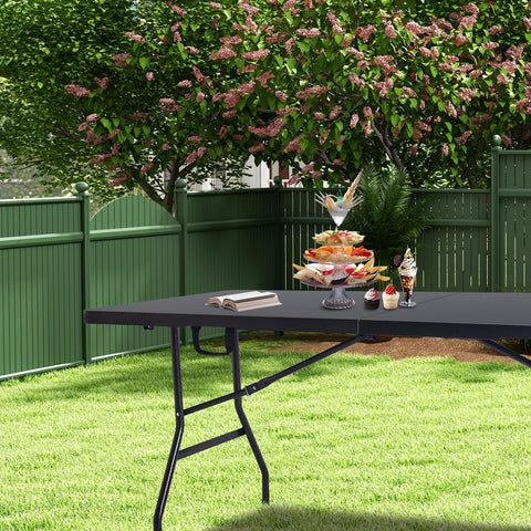 Byliable 183cm Folding Table with Carry Handle, Heavy Duty, Black