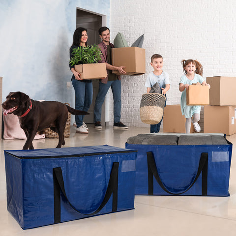 ClearSpace Heavy Duty Moving Bags or Storage Bins with Lids, Blue, 10 Pack