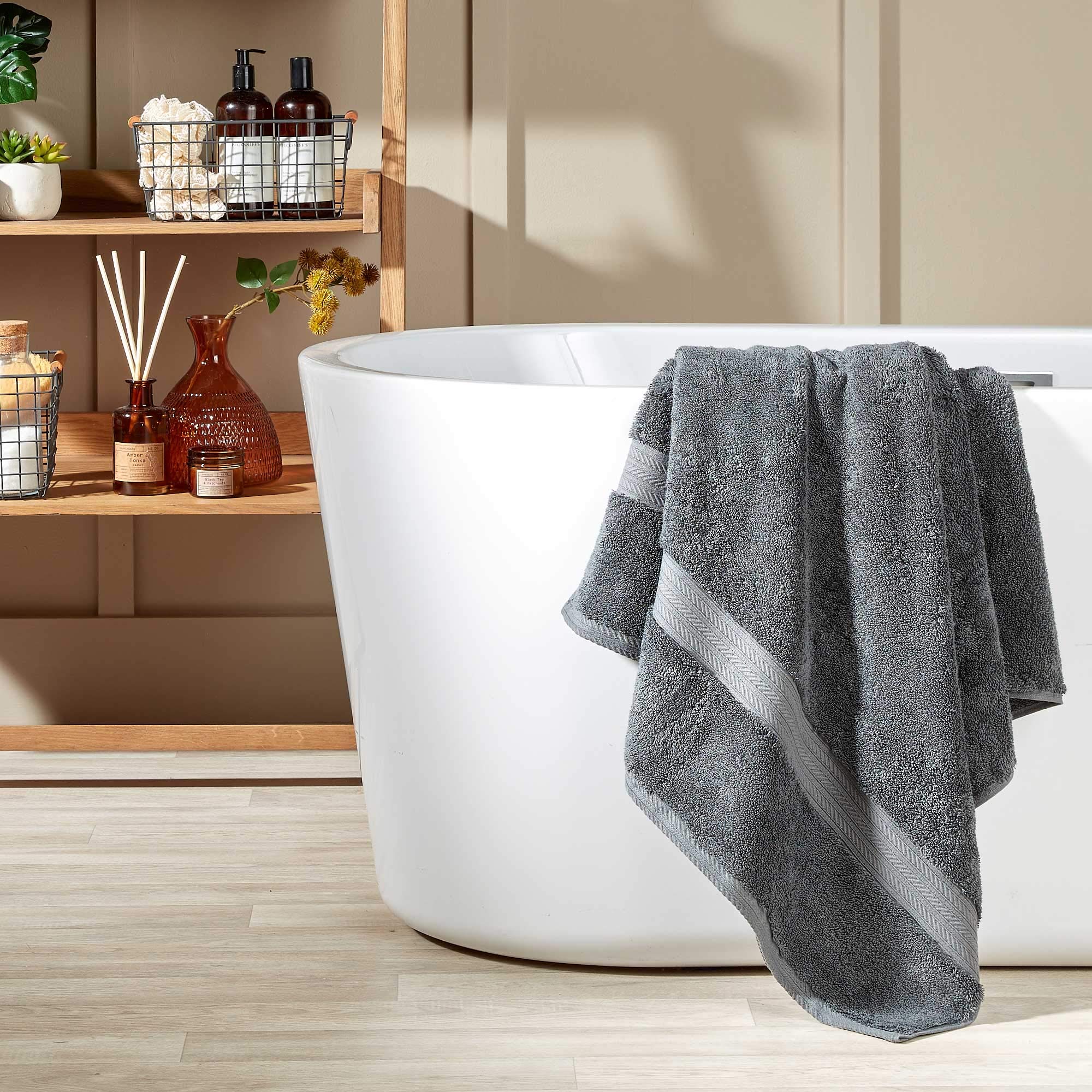 Christy Renaissance 2 Bath Sheets Set | Ash Grey | 100% Egyptian Cotton Pile | Luxuriously Soft and Super Absorbent | 675 GSM