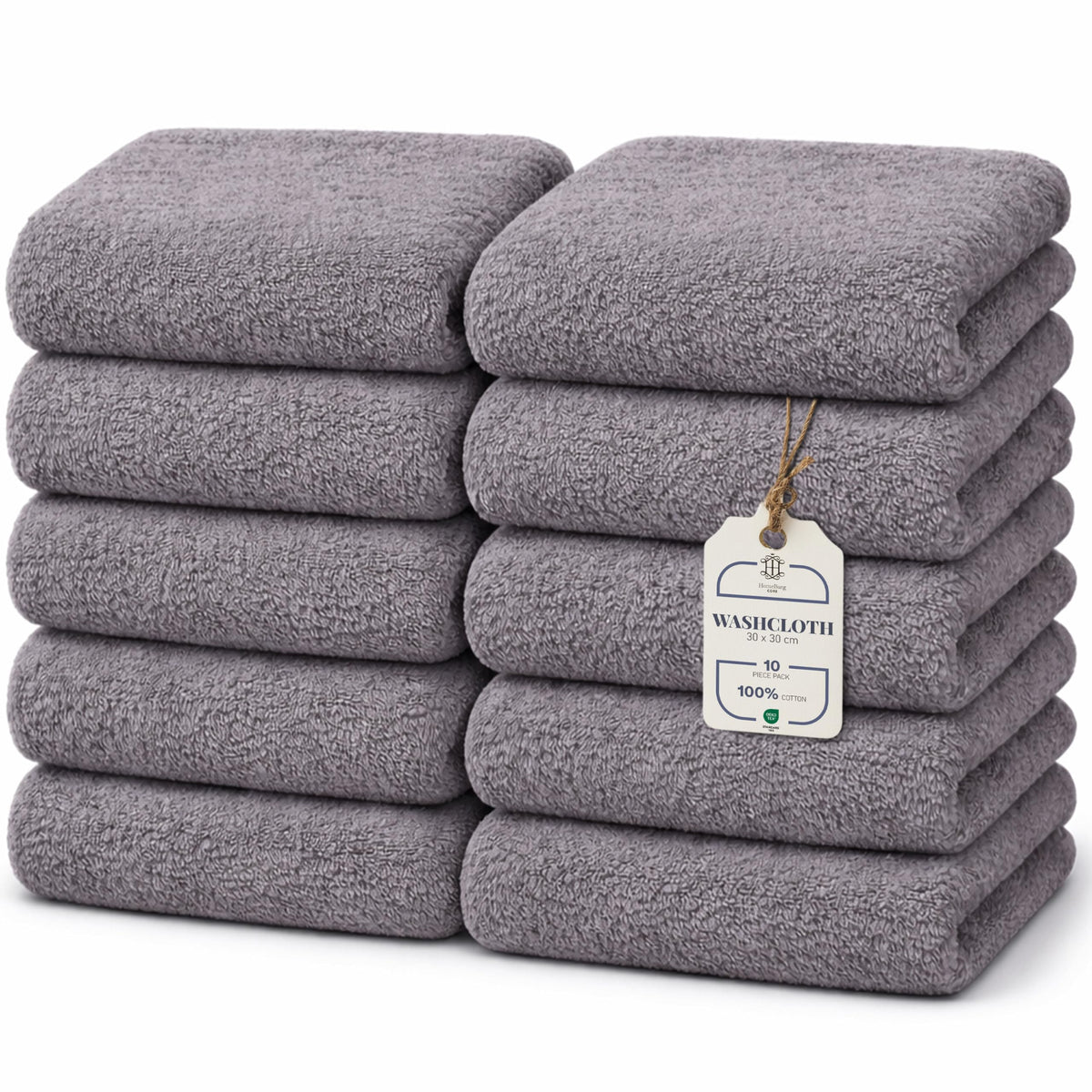 HomeBurg CORE 10-Piece Cotton Washcloths for Bathroom and Kitchen