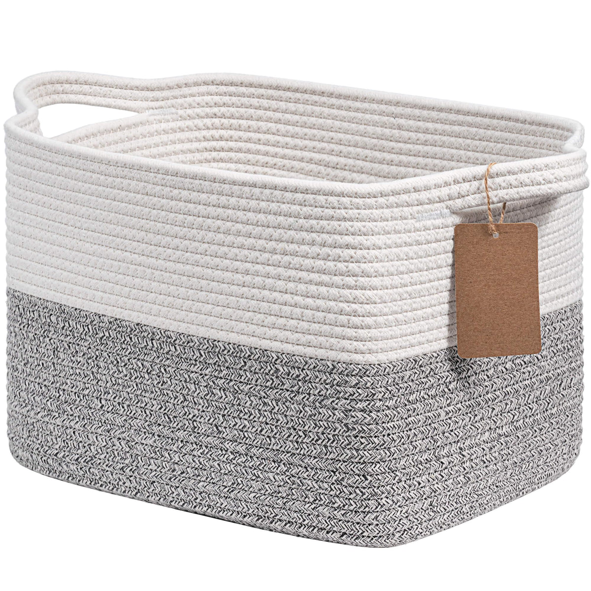 TIMEYARD Cotton Rope Storage Basket Woven Shelf Basket Grey