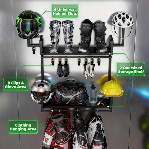 Anvuda Motorcycle 4-Helmet Holder, Helmet Wall Mount, Heavy-Duty, Size L