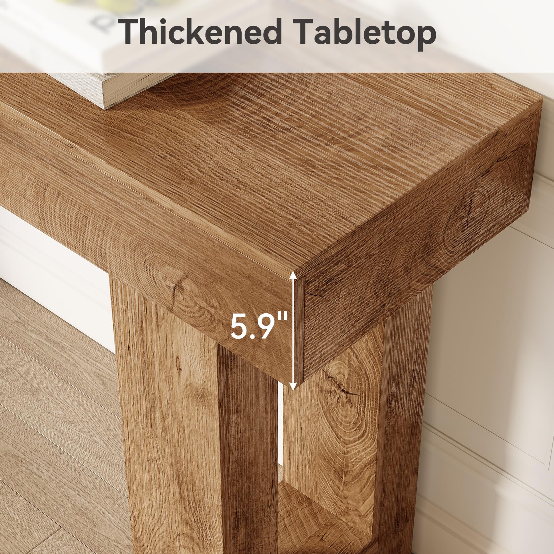 LITTLE TREE 160cm Long Console Table for Entryway, Sofa Table Behind Sofa, Wood Entrance Table, Hallway Table