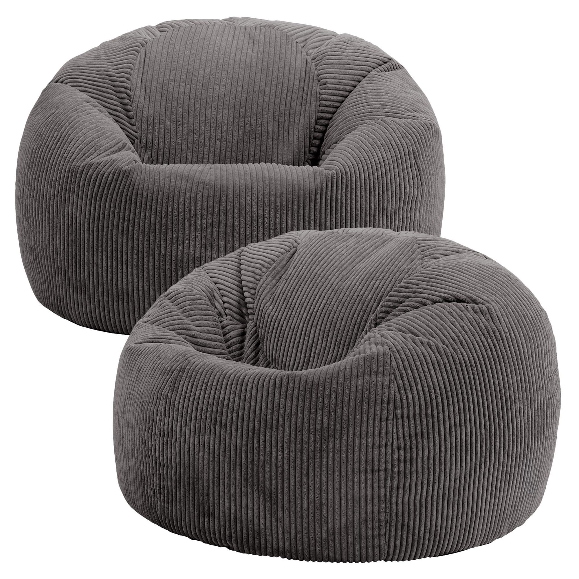 icon Kingston Cord Bean Bag with Filling Included, Set of 2, Grey