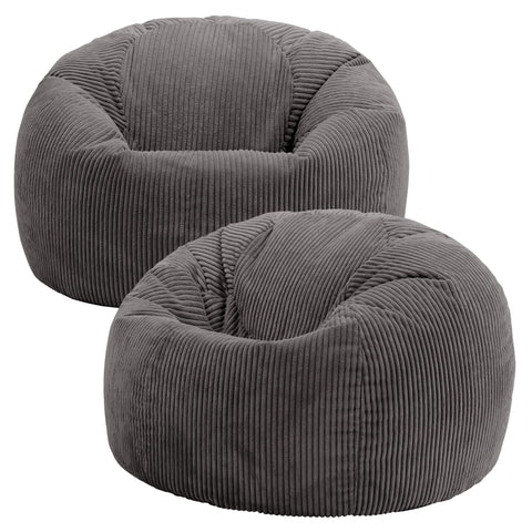 icon Kingston Cord Bean Bag with Filling Included, Set of 2, Grey
