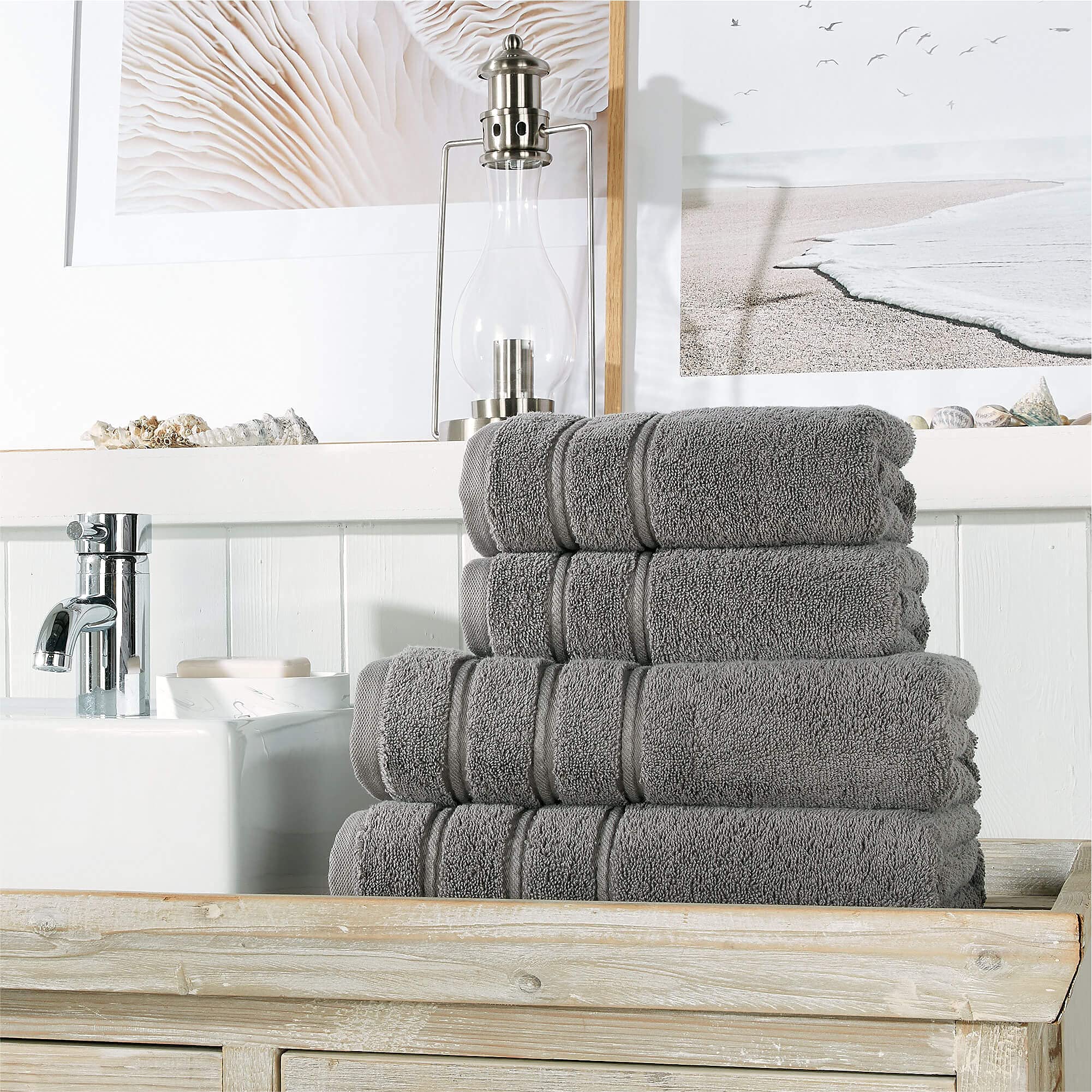 Christy Antalya Large Bath Towels | Set of 4 | 100% Turkish Cotton | 600GSM | Soft Plush Luxury Towel Set | 2 Bath Towels 2 Hand Towels | Quick Dry
