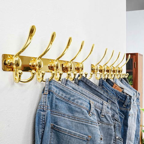 Dseap Coat Rack Wall Mount, Heavy Duty 2.5mm Base vs Flimsy 1mm, Double-Thick Solid Anti-Snap Hooks