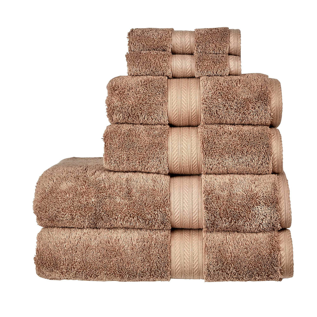 Christy Renaissance 6 Piece Towel Set | Mink Brown | 100% Egyptian Cotton Pile | Luxuriously Soft and Super Absorbent | 675 GSM