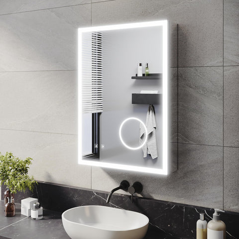 ELEGANT Bathroom Mirror Cabinet with Lights & Shaver Socket, 500 x 700 mm