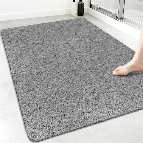 Large Shower Mat Non Slip Anti Mould: 100 x 70 cm Anti Slip Shower Mats for Inside Shower- Loofah Shower Mat Grey Long Washable Shower Matt for