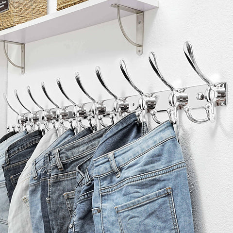Dseap Coat Rack Wall Mount 94cm, Heavy Duty 2.5mm Base vs Flimsy 1mm, Double-Thick Solid Anti-Snap Hooks