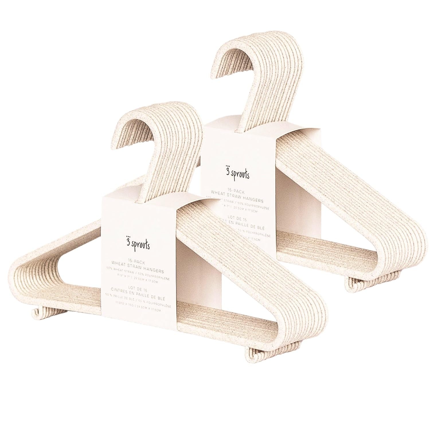 3 Sprouts Wheat Straw Baby Hangers, 30 Pack, Baby Closet, Speckled Cream