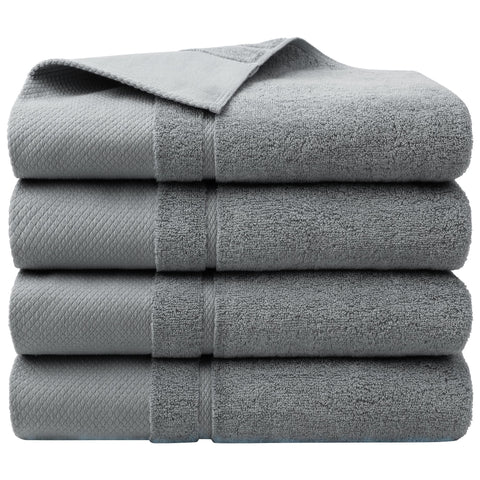 PiccoCasa Combed Cotton Bath Towels 4 Pack Grey 70cm x 140cm