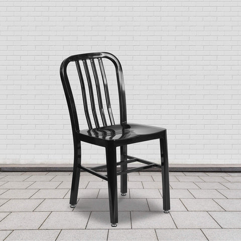 Flash Furniture Commercial Grade 2 Pack Black Metal Indoor-Outdoor Chair