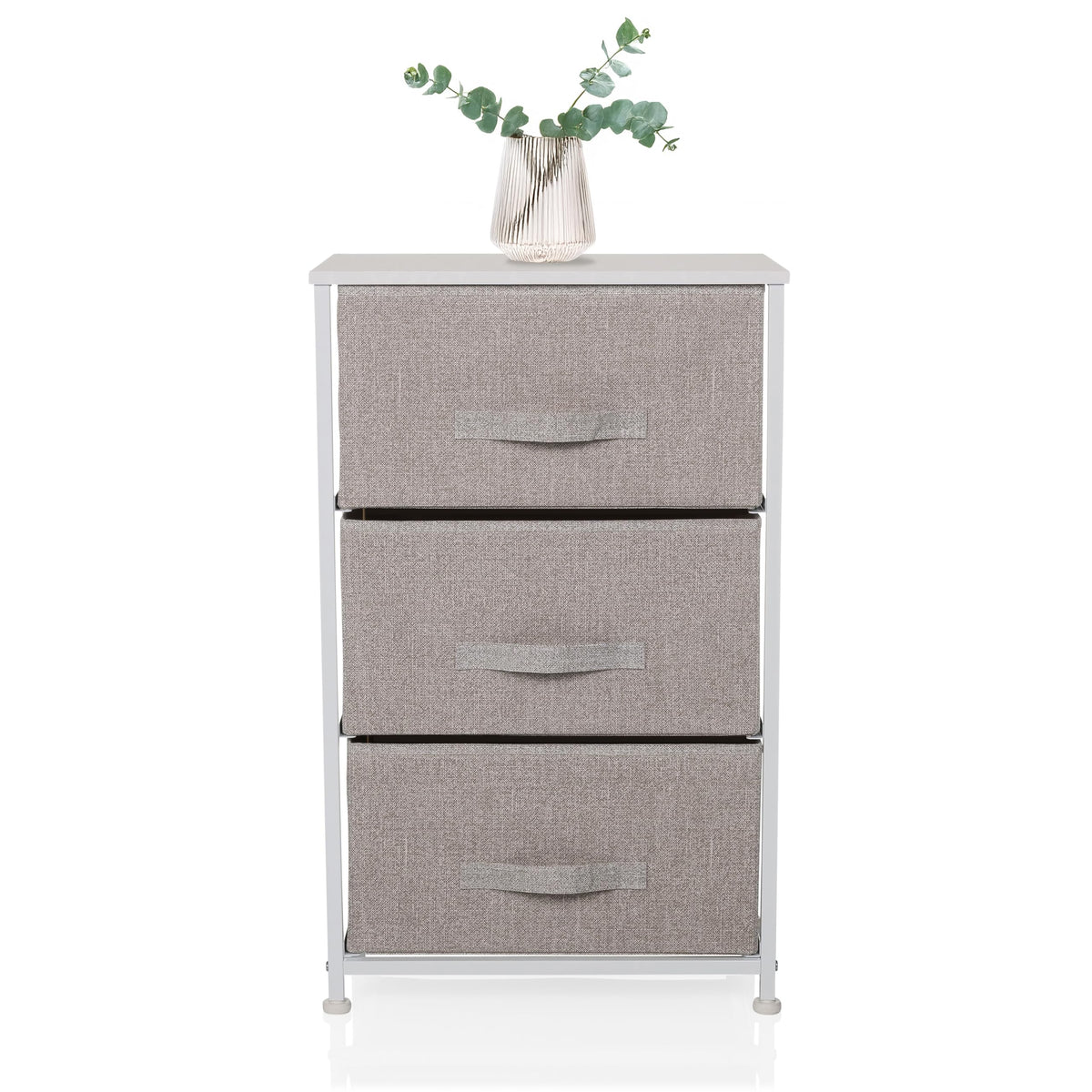 hjh LIVING Chest of drawers with 3 fabric drawers FOLDRESS M 73x45x30 cm Drawer chest organizer, height-adjustable foot glides, metal frame, grey