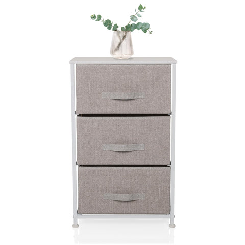 hjh LIVING Chest of drawers with 3 fabric drawers FOLDRESS M 73x45x30 cm Drawer chest organizer, height-adjustable foot glides, metal frame, grey