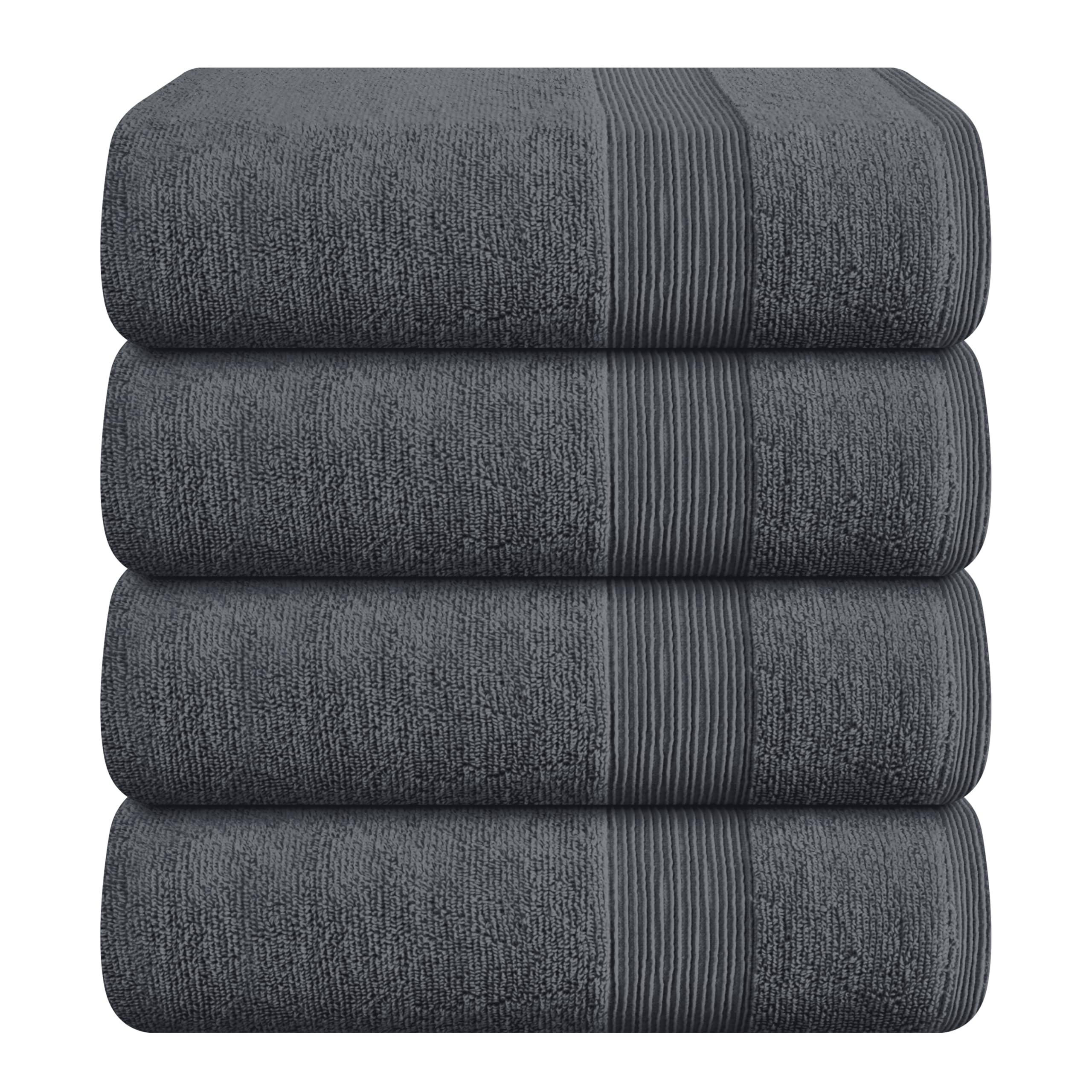 Elvana Home 4 Pack Bath Towel Set 27x54, 100% Ring Spun Cotton, Ultra Soft Highly Absorbent Machine Washable Hotel Spa Quality Bath Towels for