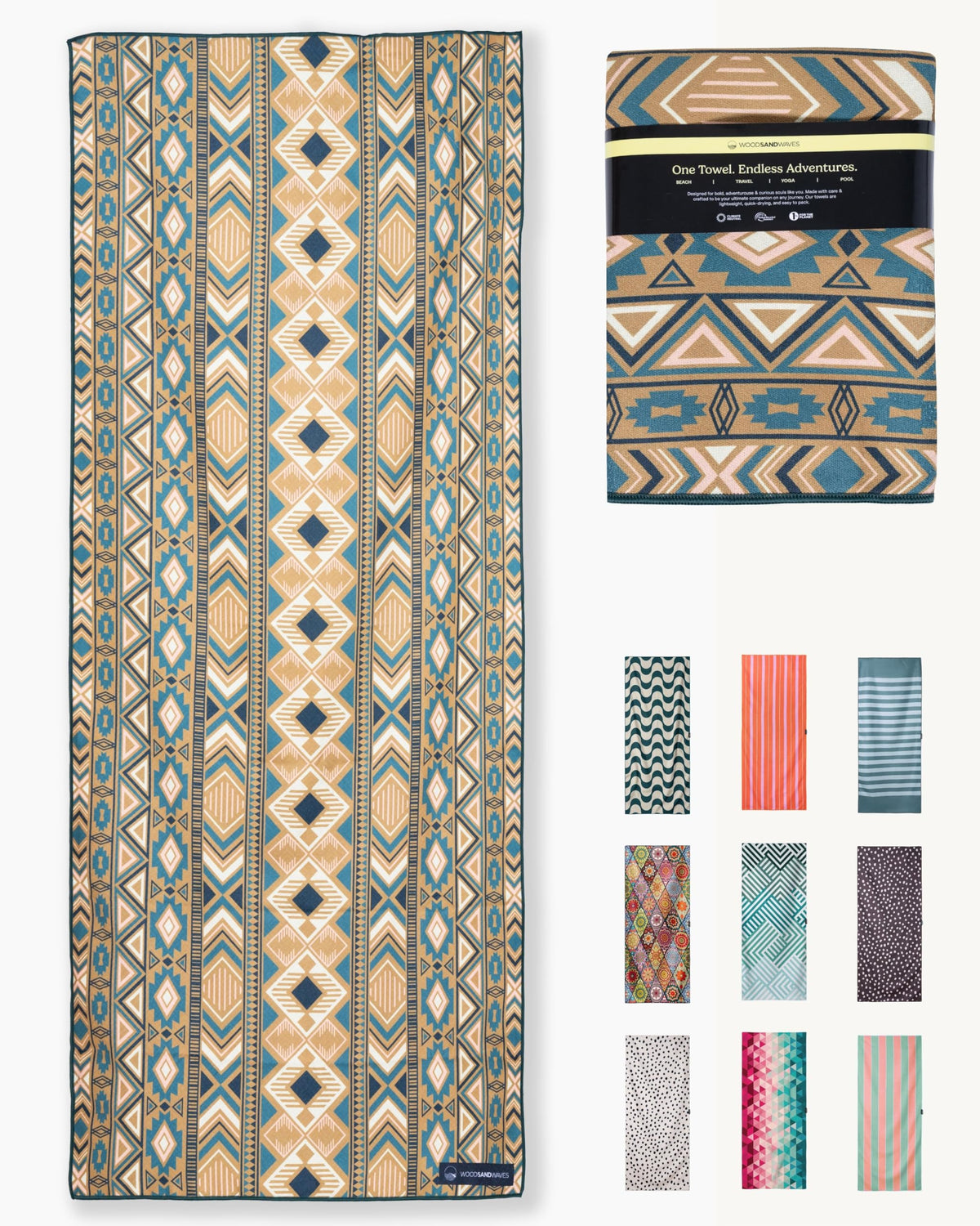 WOODSANDWAVES Microfibre Beach Towel - Quick-Drying, Lightweight, Compact - 180 cm x 80 cm - XL Bath Towel - Towel for Travel - Absorbent