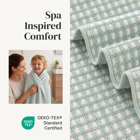 Modern Threads 6-Piece 100% Combed Cotton Yarn Dyed Cobblestone Jacquard Towel Set Misty Blue