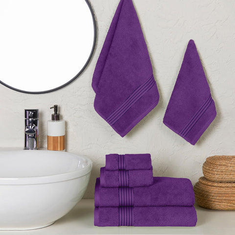 Elegant Comfort Premium Cotton 6-Piece Towel Set, Includes 2 Washcloths, 2 Hand Towels and 2 Bath Towels, 100% Turkish Cotton