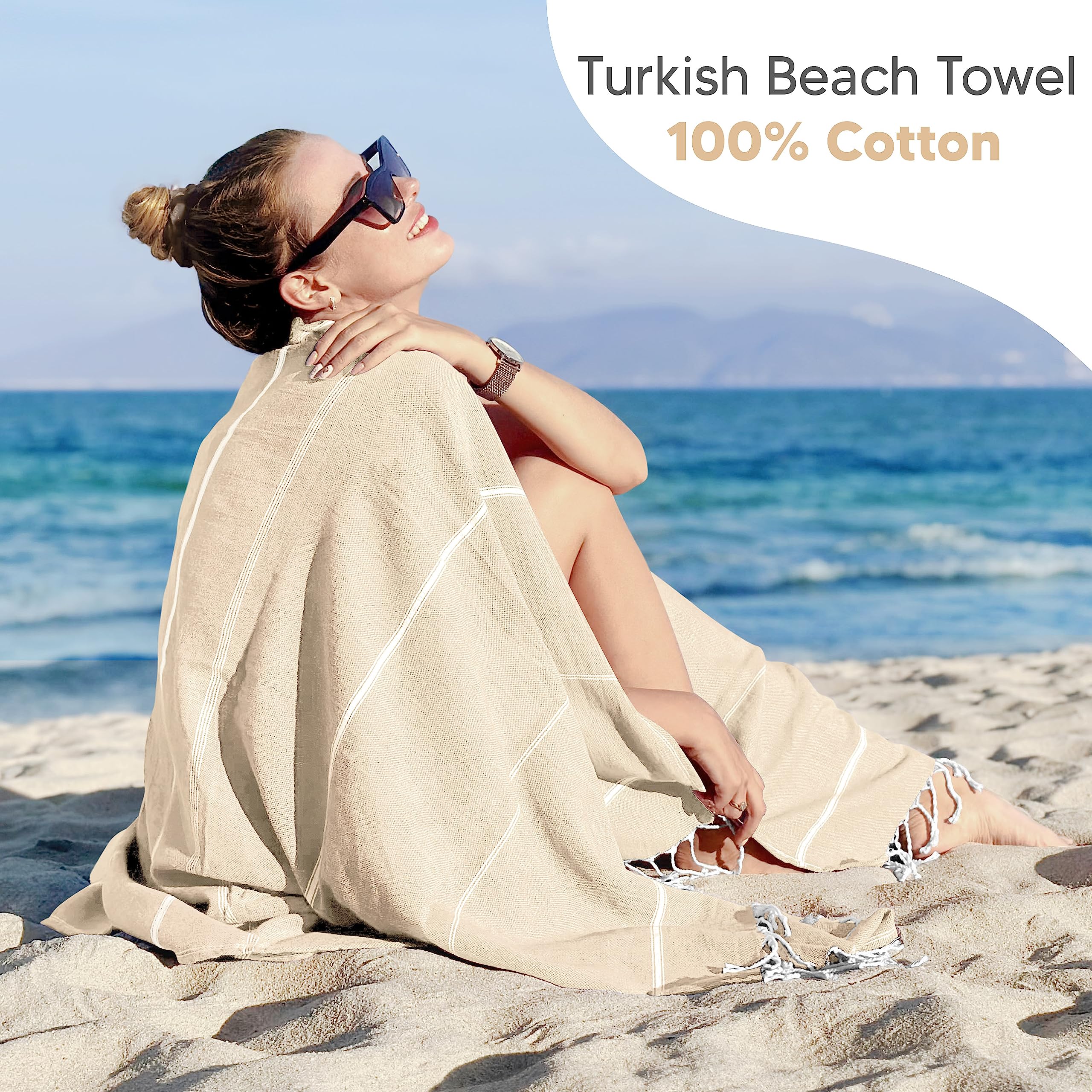 Utopia Towels [2 Pack Turkish Beach Towel (40 x 72 Inches) - 100% Cotton Oversized Sand Free Lightweight Quick-Dry Turkish Towel