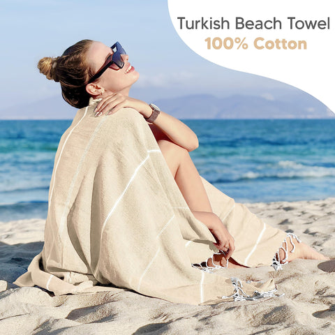 Utopia Towels [2 Pack Turkish Beach Towel (40 x 72 Inches) - 100% Cotton Oversized Sand Free Lightweight Quick-Dry Turkish Towel