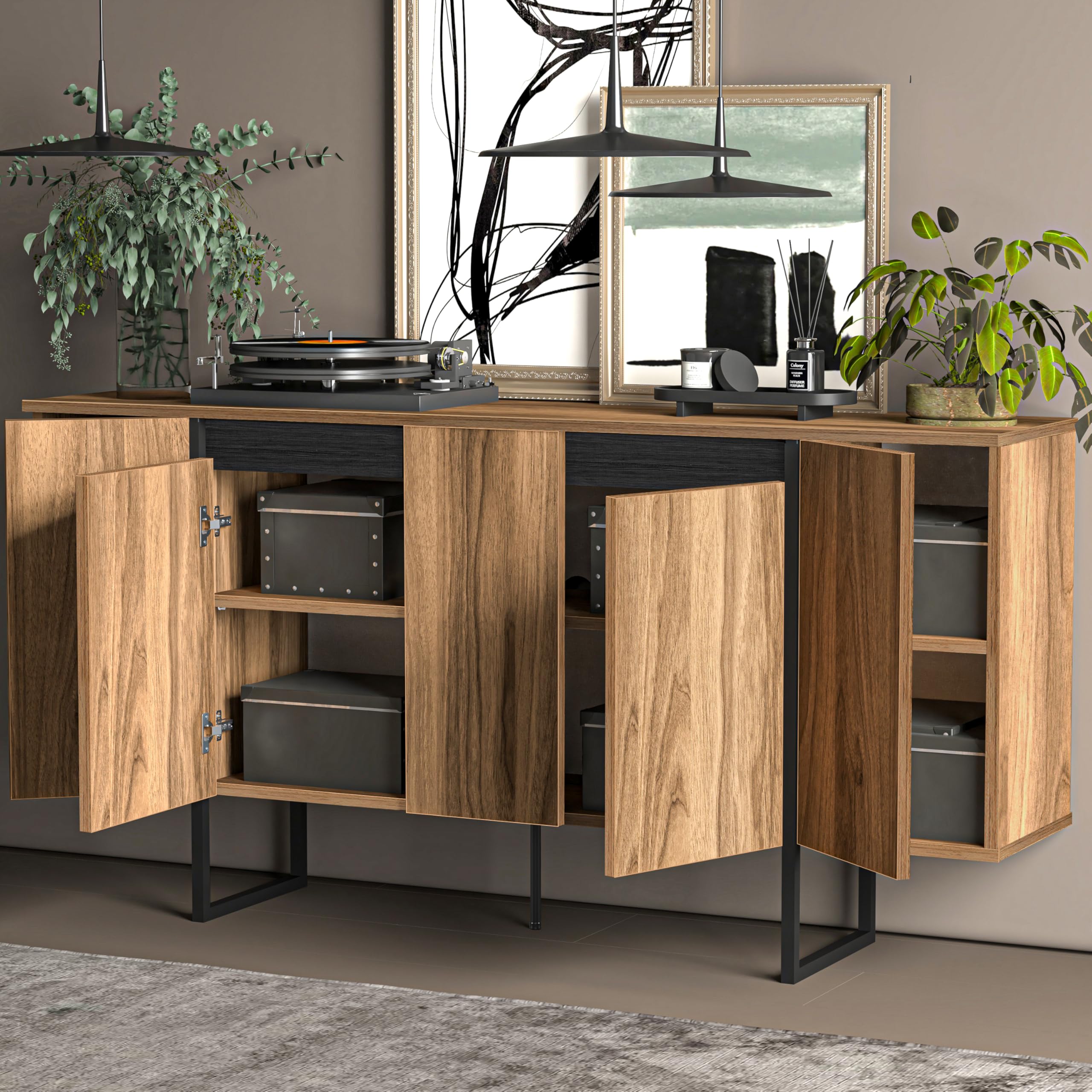 Uniqtrio TV Stand Cabinet | Walnut TV Unit and Console Cabinet | TV Cabinet | TV Stand Unit | TV Units for Living Room