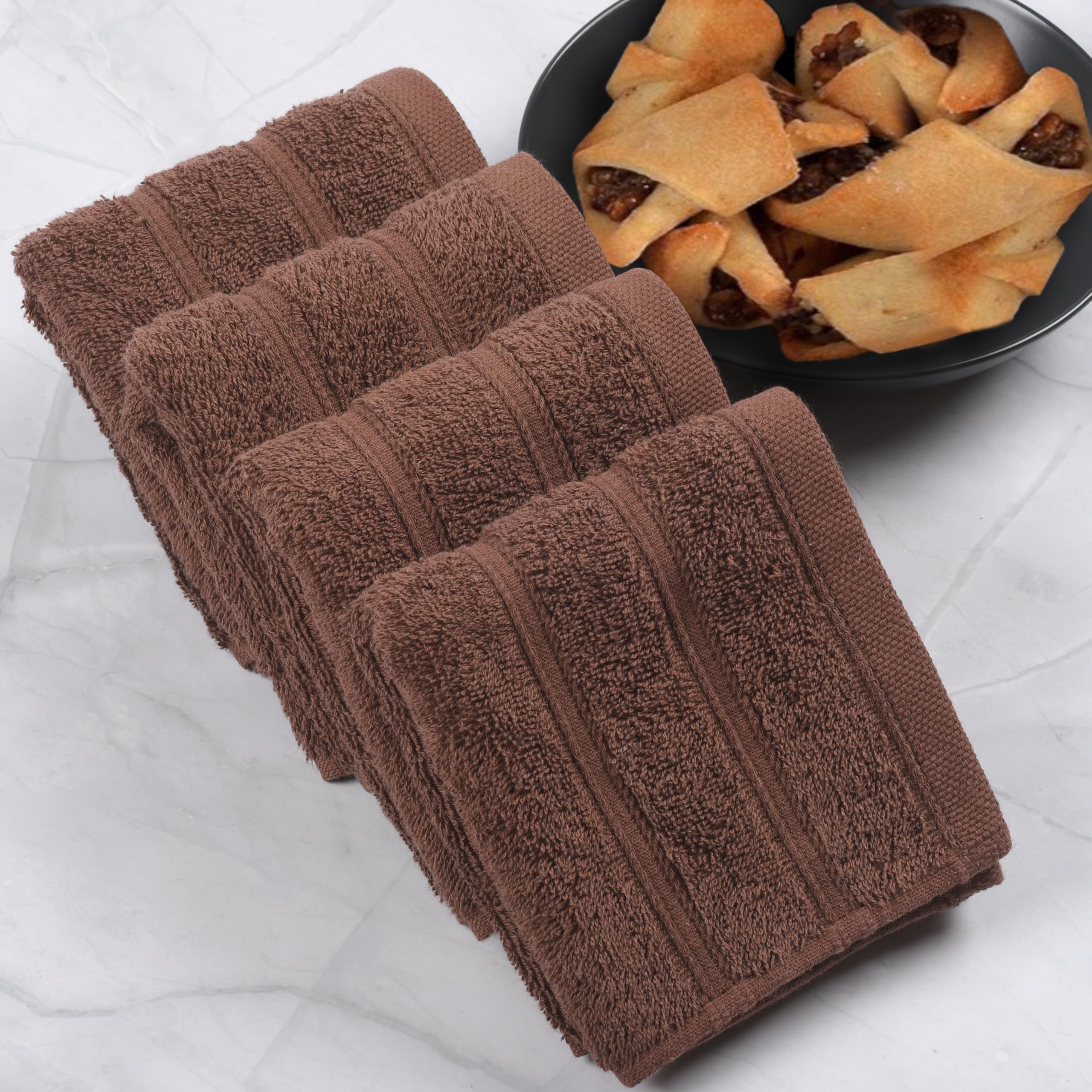Perefly Bath Towels (30 X 50 CM) - Face & Hand Towels for Gym - Soft & Absorbent - Fast Drying Bathroom Face Cloths (Brown, 12 Pack)